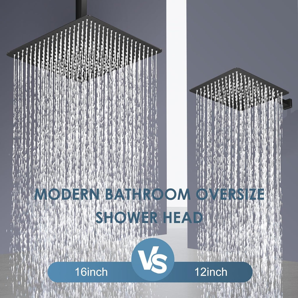 16 inch Matte Black Large Rain Shower Head