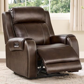 Genuine Leather Power Recliner Chair for Adults, Electric Wall Hugger Recliner with Adjustable Power Headrest &