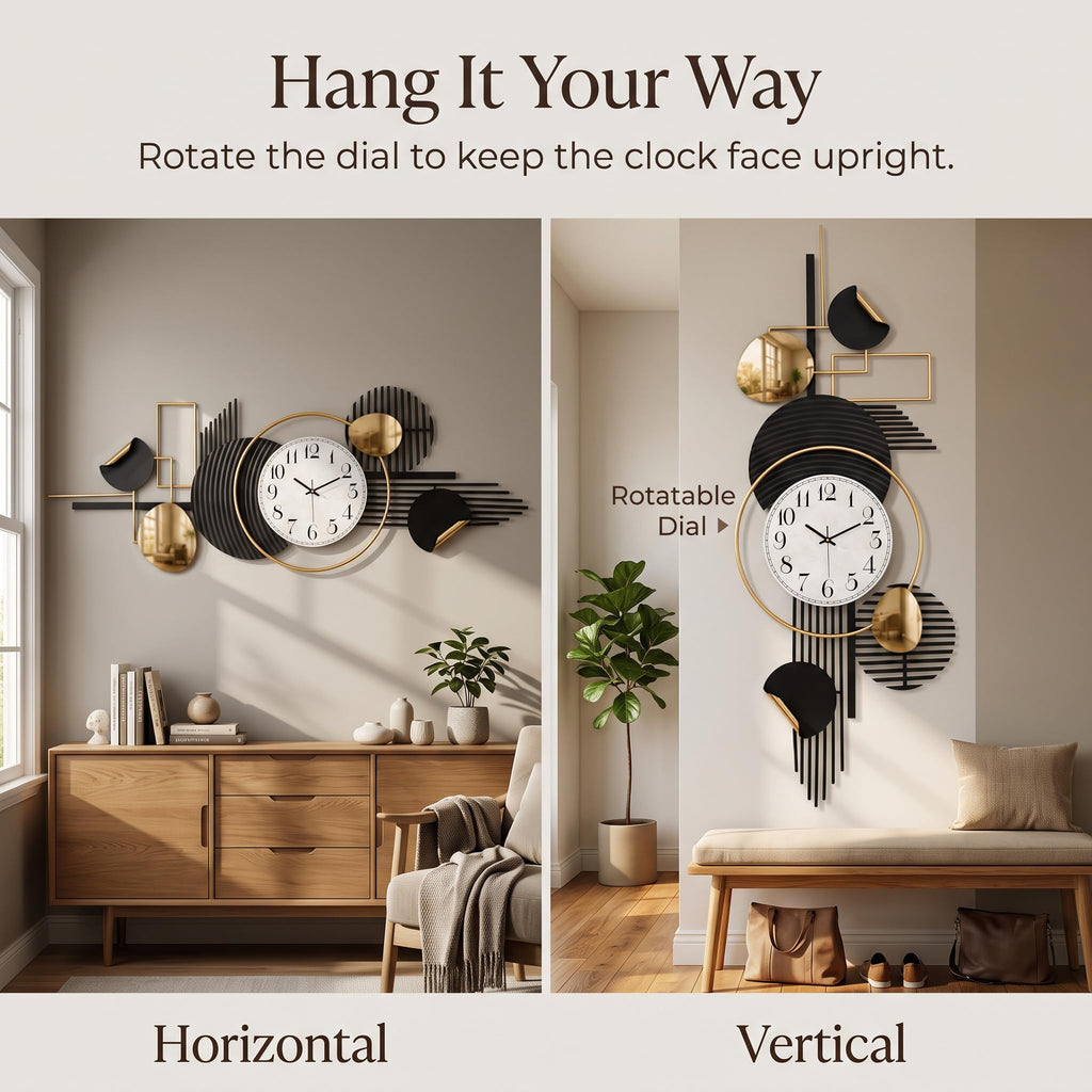 60" Large Modern Wall Clock, 3D Metal Wall Art