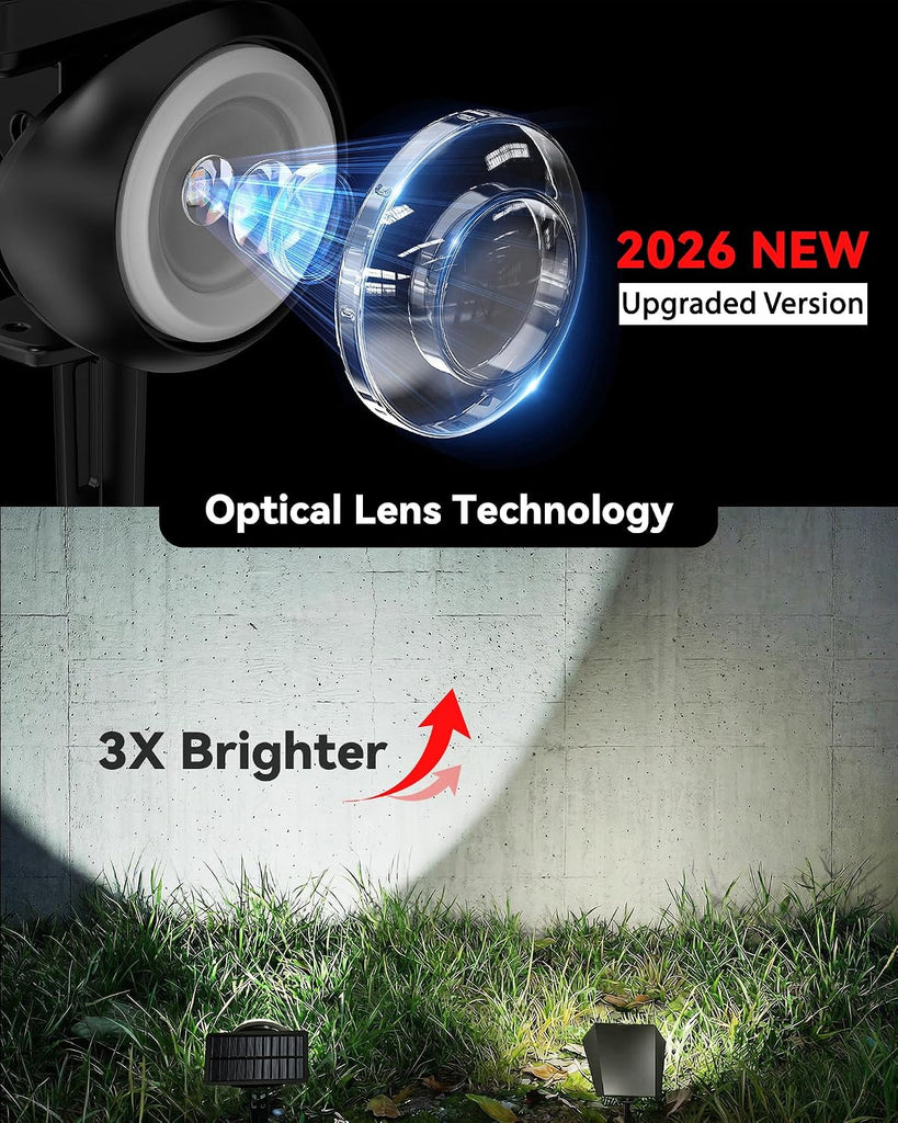 Focusing Solar Spot Lights Outdoor Waterproof, RGB+3CCT Tree Uplights 4Pack | Multicolor Focused Lens Spotlight