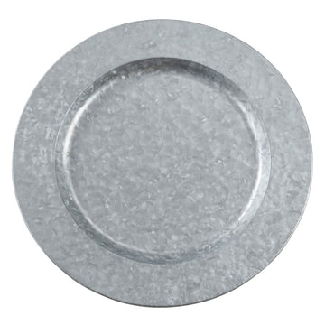 Polished Galvanized Charger Plates (Set of 4) - Rustic Metal Chargers for Dining, Events & Table Décor, 13", Silver