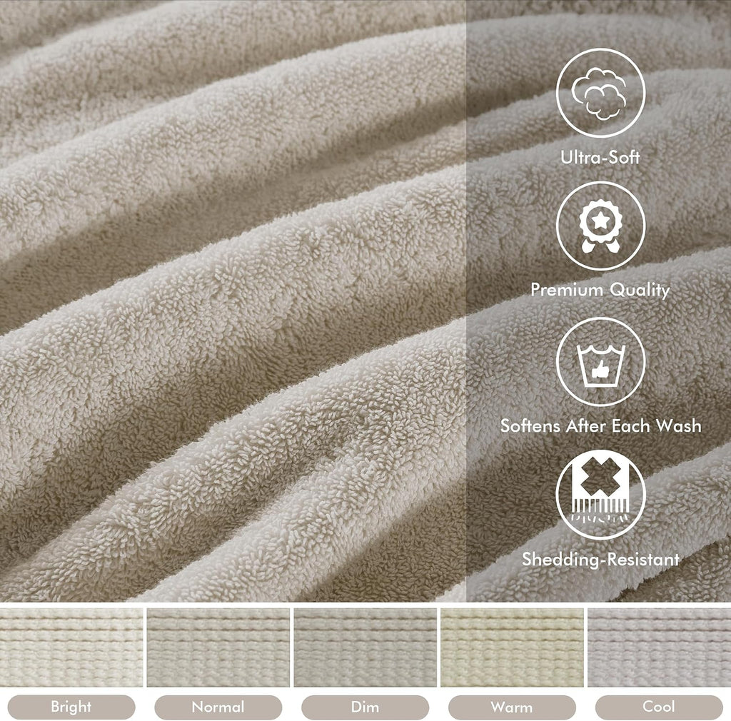 Park Cotton Bath Sheet 2 Piece Oversized, 800GSM, 34" x 68" Natural | Long Staple, Highly Absorbent Bath Towel