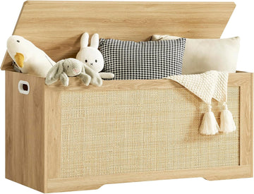 39.4" Storage Chest, Toy Box with 2 Safety Hinges, Toy Chest , Storage Bench with Storage, Shoe Bench, Supports 220