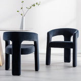 Black Modern Barrel Dining Chairs Set of 2, Velvet Upholstered Accent Side Chair with Arms Comfy Makeup Vanity Chairs
