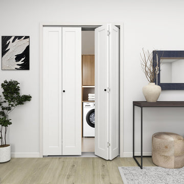 48 in.x 80 in. Bifold Door, 1 Panel Primed Barn Door(Double 24"x80" Doors)