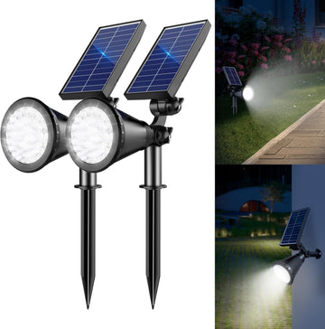 Solar Lights Outdoor Waterproof, 36 LEDs 1000LM Adjustable Solar Spot Lights Outdoor, 2-in-1 Solar Powered Spotlight