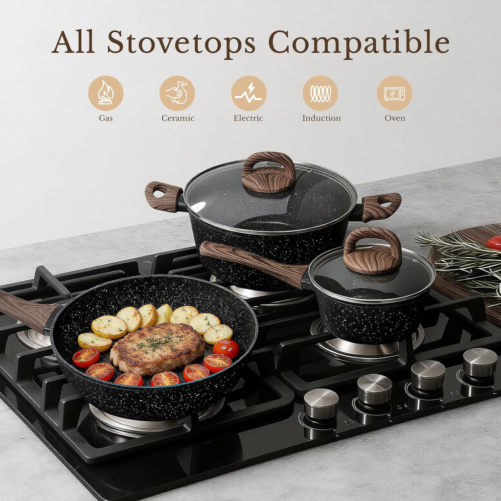 25 Pcs Pots and Pans Set, Nonstick Ceramic Cookware Sets, Healthy Non-Toxic, Large Capacity, Induction Compatible