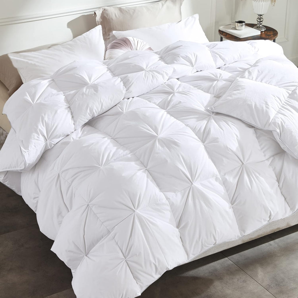 Goose Down Feather Fiber Comforter King, 100% 1200tc Cotton Fabric Duvet Inserts
