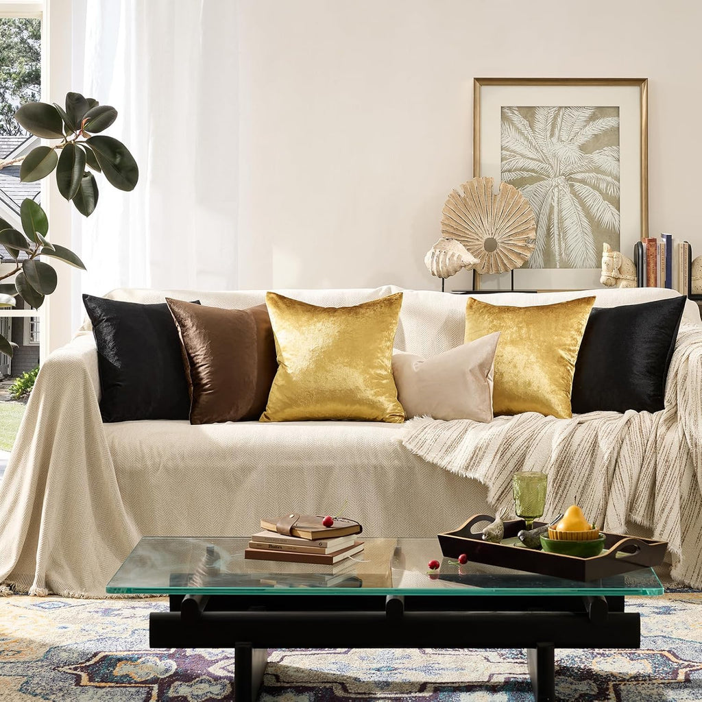 Gold Velvet Decorative Throw Pillow Covers,18x18 Pillow Covers