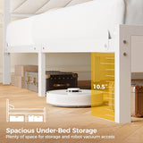 Bed Frame Full with Charging Station, LED Bed with Upholstered Storage Headboard