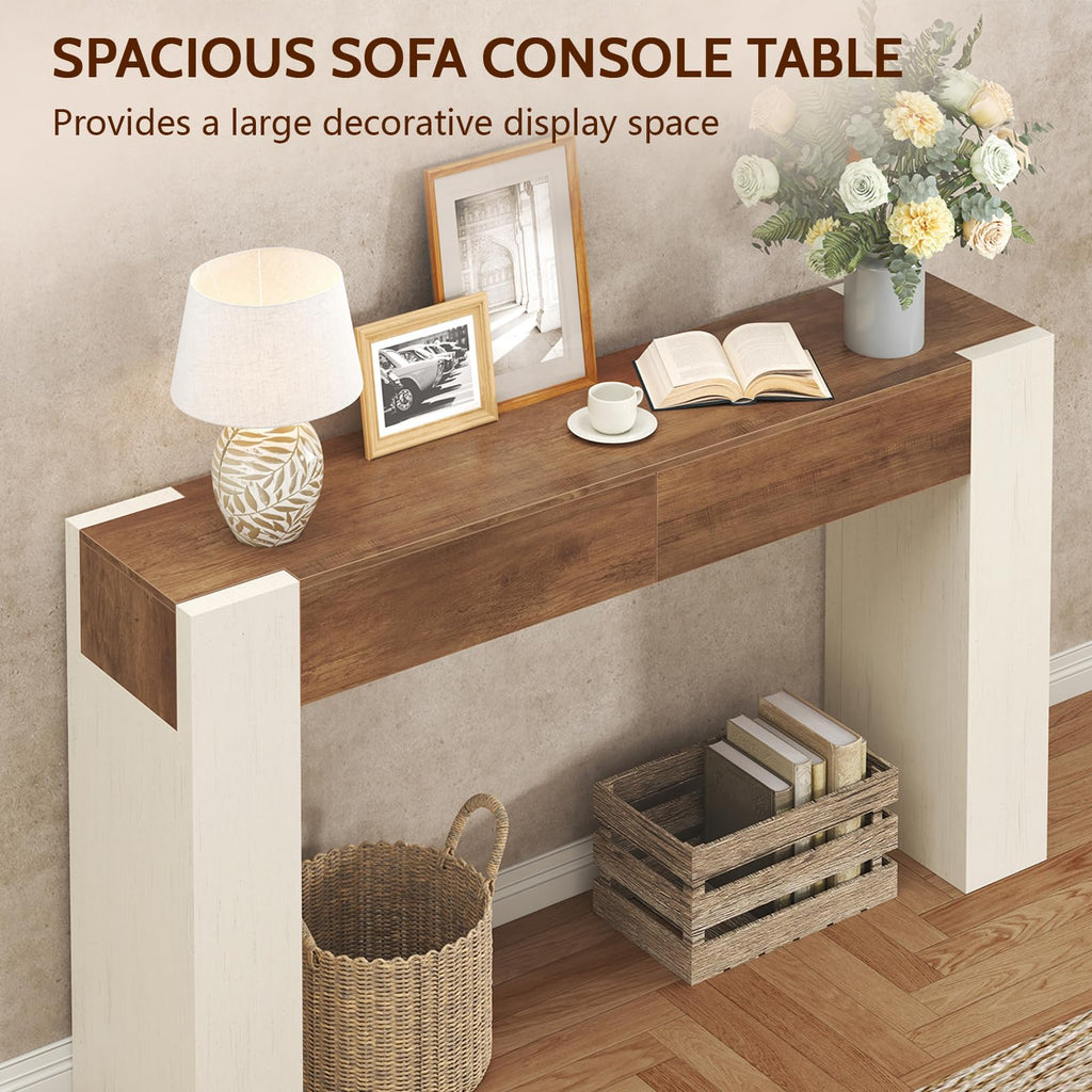 47" Entryway Console Table with 2 Drawers, Farmhouse Sofa Table