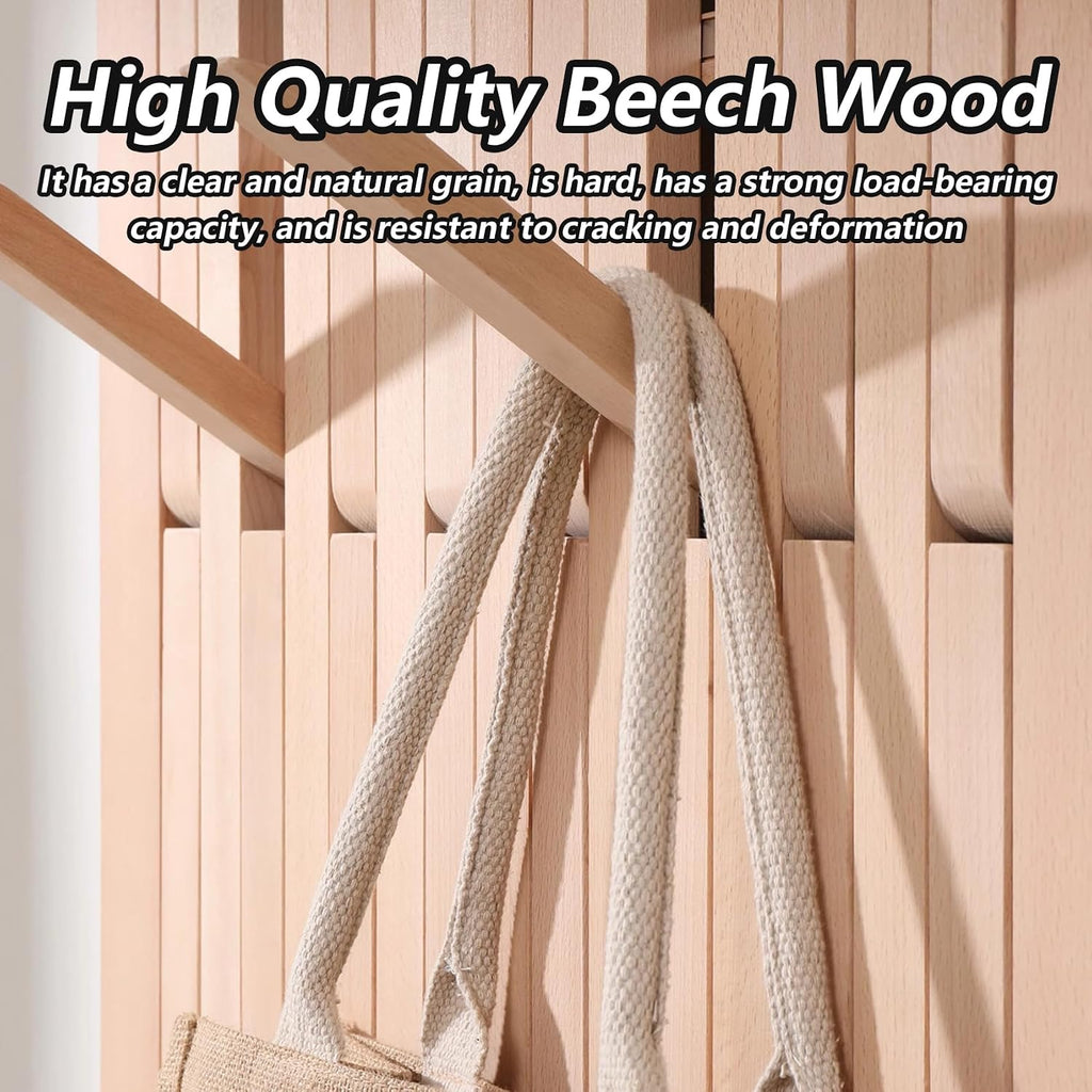 Mid-Century Modern Entry Floating Mount Coat Rack, Wall Mounted Wooden Clothes Hanger Coat Rack, Flip-Down Unique