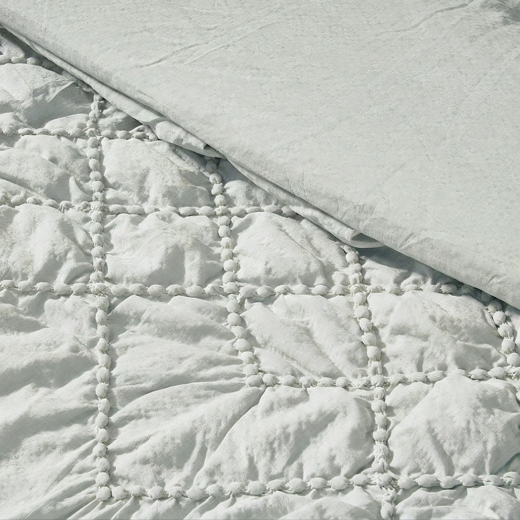 Comforter Set Green, 7-Piece Embroidered, Lightweight