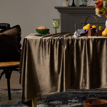 Fall Brown Velvet Tablecloths Rectangular French Luxury Solid Table Cloth