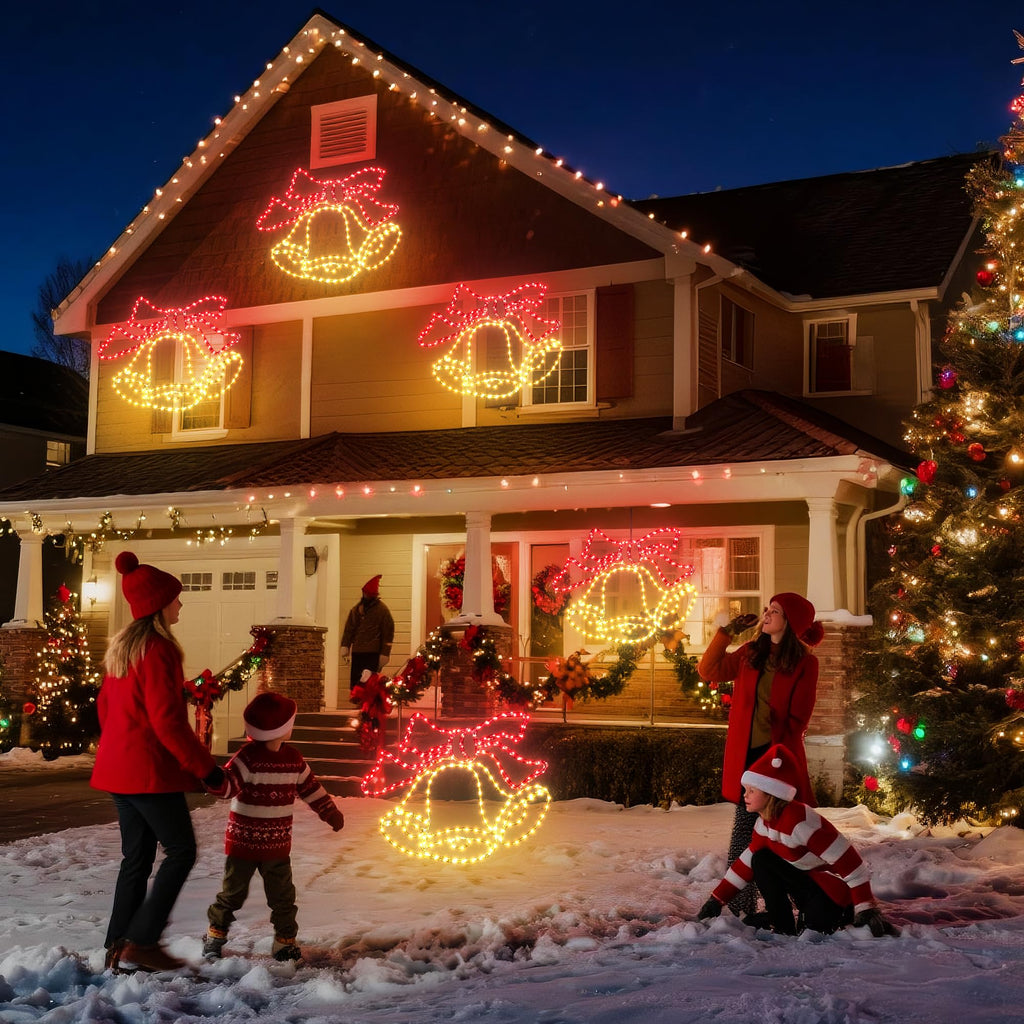 33-Inch Christmas Bell Lights Outdoor With Timer Wall Hanging Decor