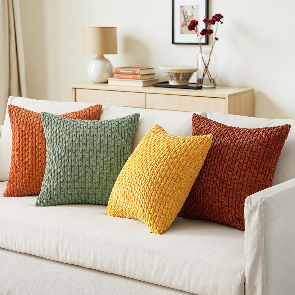 Fall Burnt Orange Decorative Throw Pillow Covers 18x18 Set of 4