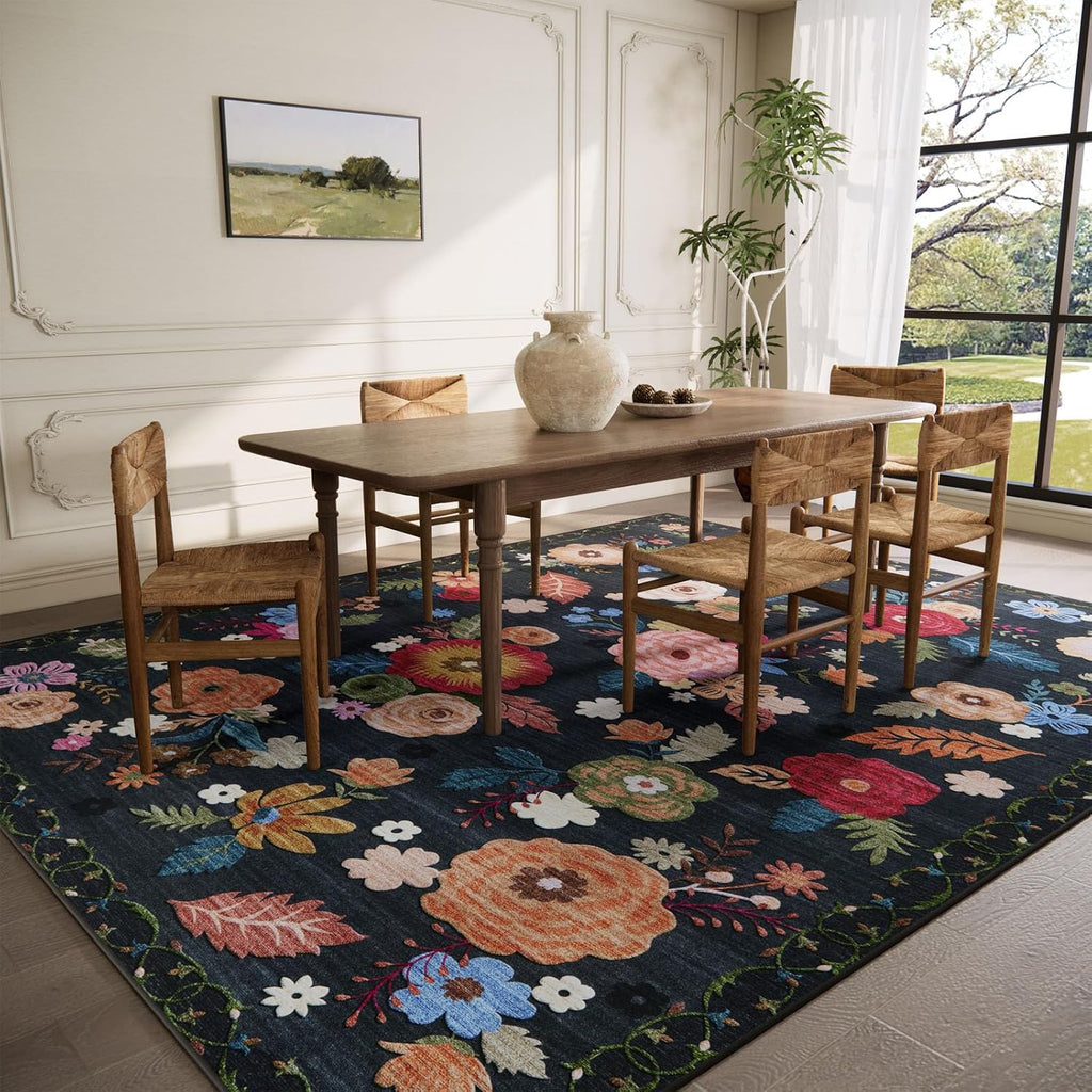 Washable Large Living Room Rug: 8x10 Area Rugs Non Slip Carpet