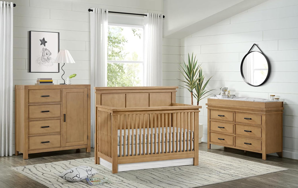 4 in1 Crib Convertible, Honey Wood