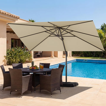 9x12 FT Patio Cantilever Umbrella, Outdoor Offset Large Rectangular Heavy Duty Umbrellas with 360° Rotation for Pool