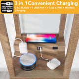 Modern Shelf Floor Lamp with Wireless Charger & Fast Charging USB Ports & Type C Port & 2 Power Outlets
