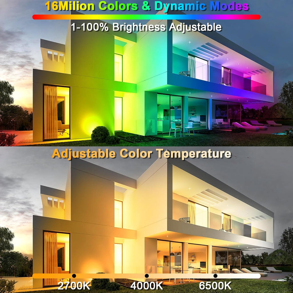 RGB Flood Light 600W Equivalent 6000LM, Colored Flood Lights with APP Control, Smart RGB Lights Colored 16 Million