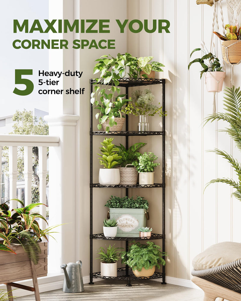 Corner Shelf 5 Tier Stand, Black