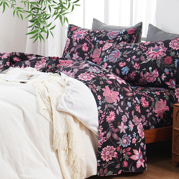 Floral Sheets Queen, Cooling Rayon Sheets, 16" Deep Pocket