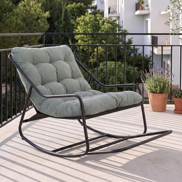 Rocking Chair with Extended Footrest, Cozy Lounge Chair with Thick Cushion-Wrapped Frame for Outdoor & Indoor - Heavy