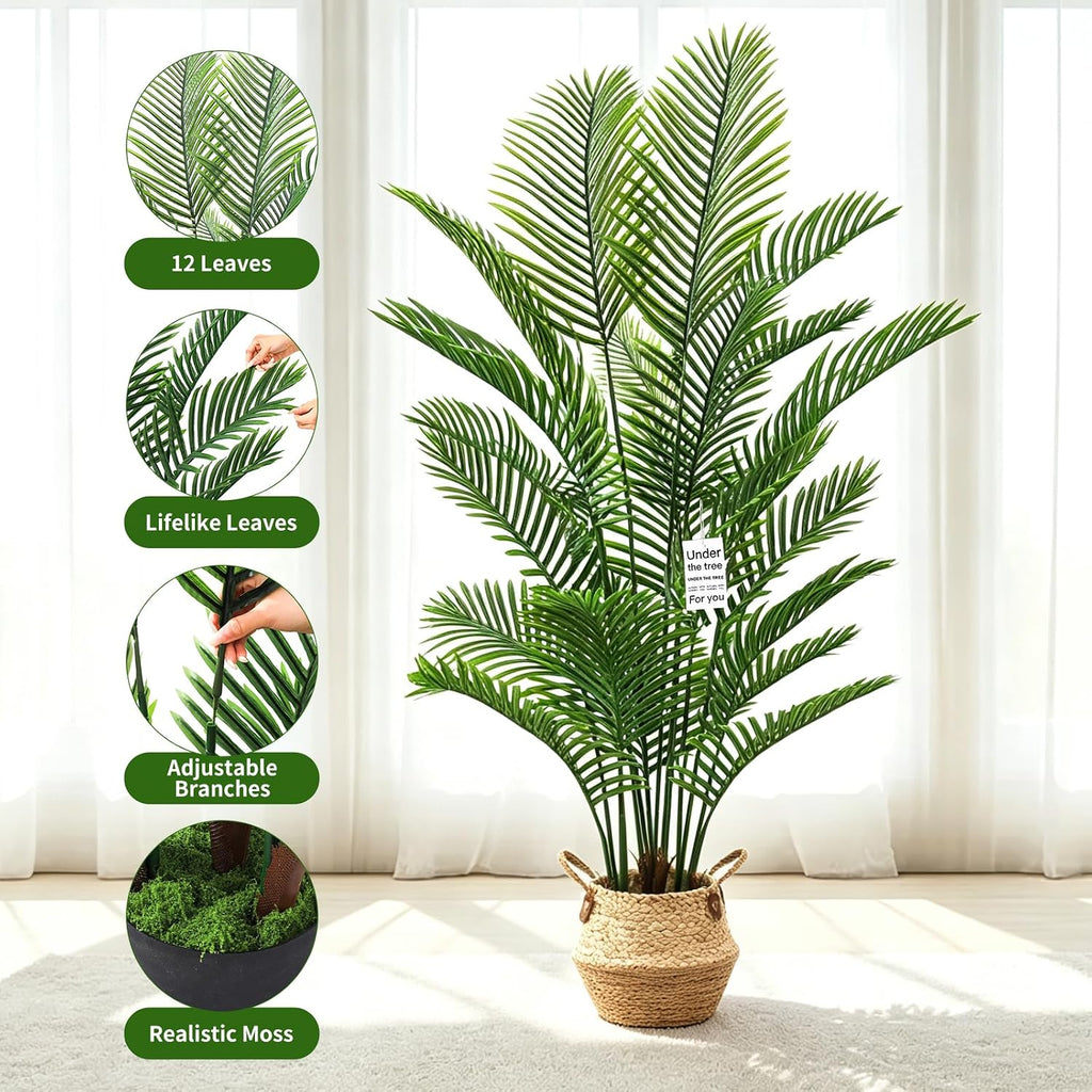 6FT Artificial Palm Tree with Hand-Woven Basket