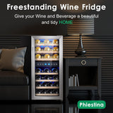 Wine Cooler Refrigerator 16 inch Freestanding Wine Refrigerator 33 Bottles Dual 