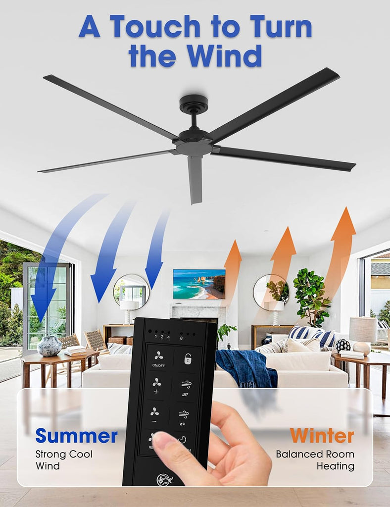 Waterproof Outdoor Ceiling Fans 72 Inch Black Industrial Ceiling Fans without Lights