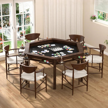 Board Game Table with Removable Table Top, Gaming & Dining Table for 4 to 6 Players,Includes Leatherette Play Mat