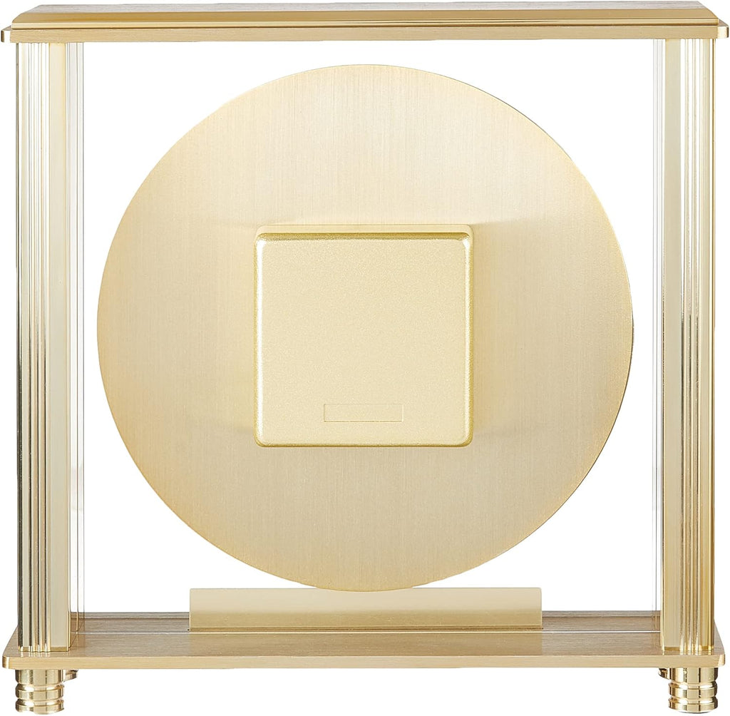 Bulova B1700 Grand Prix Table Clock - Brass MetalFinish - Glass Enclosure with Two-Tone Metal Dial - Quiet Sweep - Elegant Desktop...