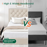 Queen Bed Frame with 4 Storage Drawers and Tufted Headboard Linen Upholstered Platform Bed Frame with Heavy Duty Wood