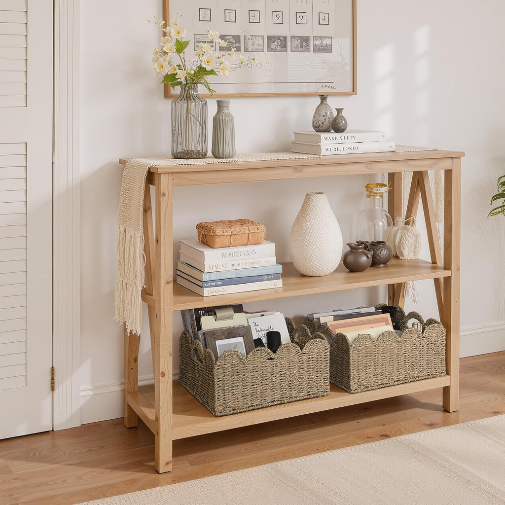 Scalloped Seagrass Baskets, Hand-woven Rattan Baskets with Built-in Handles, Cute Baby Basket , Basket for Organizing