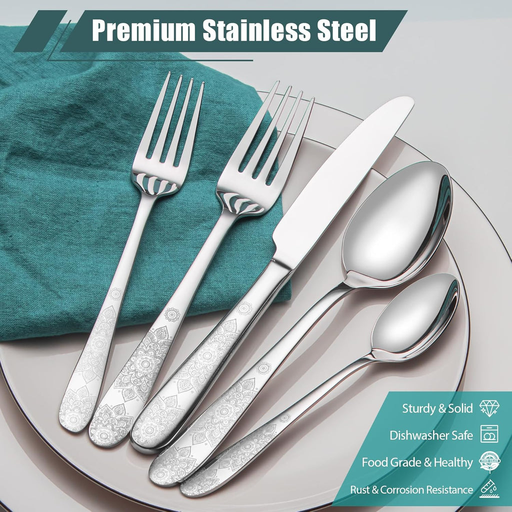 40-Piece Flatware Set, Service for 8, Premium Stainless Steel Cutlery Set