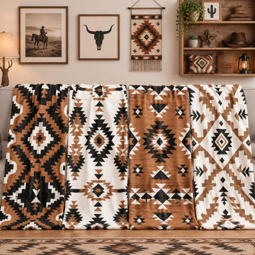 4 Pcs Western Aztec Throw Blankets Bulk, Boho Southwestern Decor