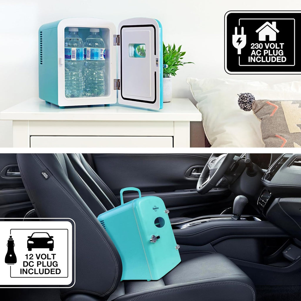 Retro Mini Fridge 4 Liter Green Portable Refrigerator for Bedroom Office Dorm Skincare Table Top Beverage Cooler