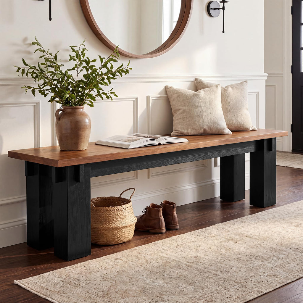 70.9" Entryway Bench, Extra Long Farmhouse Shoe Bench