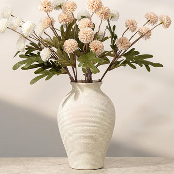 9.06 Inch Tall Vintage Ceramic Flower Vase, Rustic Farmhouse Vase