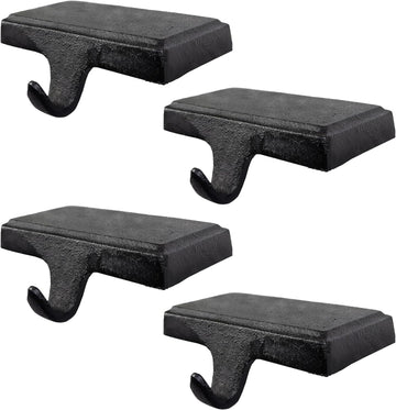 Decor Black Christmas Stocking Holders for Mantle set of 4 - Heavy Cast Iron Weighted Strong & Sturdy - Low Profile