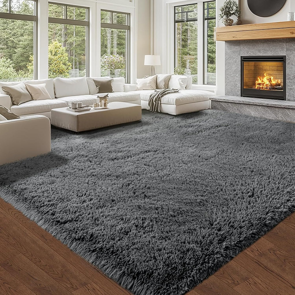 Fluffy 8x10 Area Rug - Grey Shag Plush Rugs