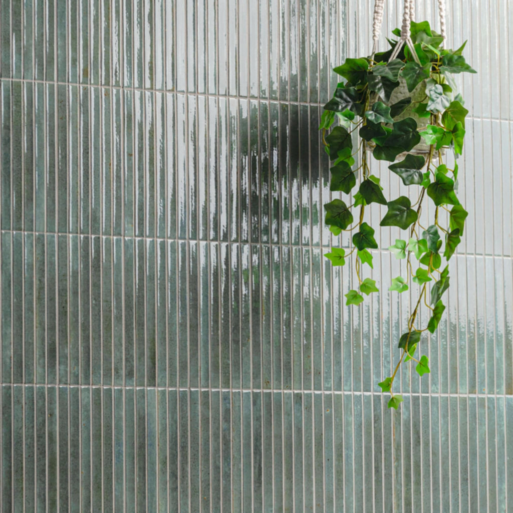 Sage Green Ribbed Ceramic Wall Tile (1 Piece)