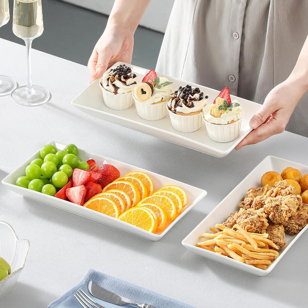 3 Tier Serving Trays for Party, Porcelain Serving Platters and Trays, 12 Inch Tiered Tray Stand, Fruit Tray, Trays