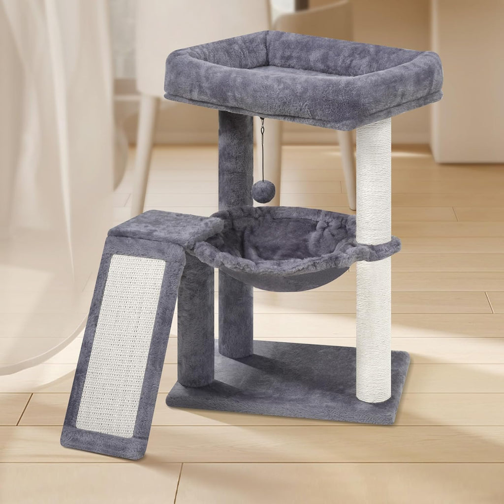Cat Tree with Cat Scratching Post for Indoor Cats, Cat Tower with Scratching Board and Playful Toy Balls