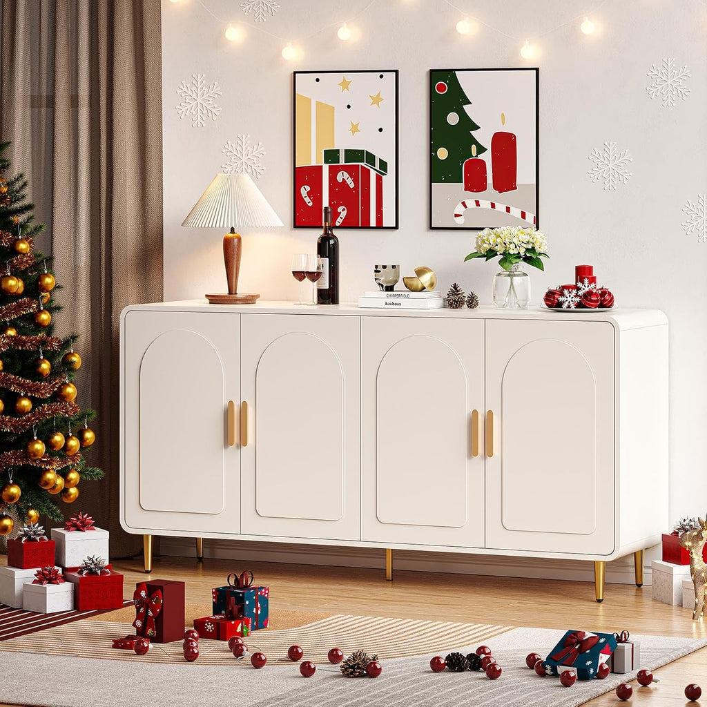 60" Sideboard Buffet Cabinet, Large Credenza Storage Cabinet, Modern Console Table with Doors and Shelves