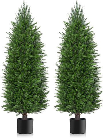 6FT Artificial Cedar Topiary Trees UV Protection for Outdoor 2PCS