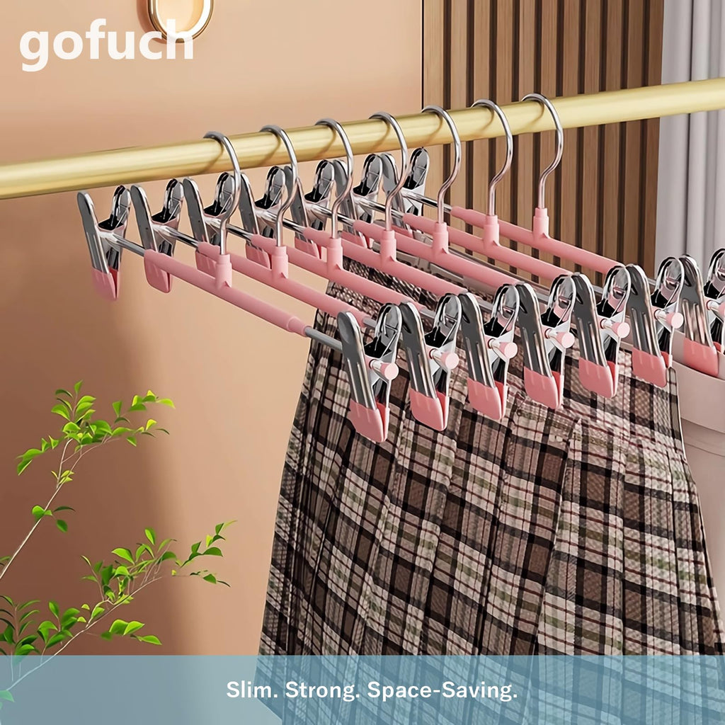 Pants Hangers with Clips, 50 Pack Heavy Duty Space Saving Pant Hangers for Closet Organizer, 12 Inch White Non Slip