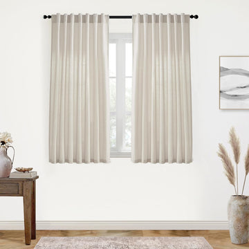 94 Inch Linen Curtains, Lightweight Semi Sheer Light Filtering Drapes, Floor to Ceiling Window Drapery Bedroom 2 - Set of 2