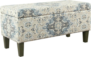 36" Decorative Storage Bench - Antiqued Blue